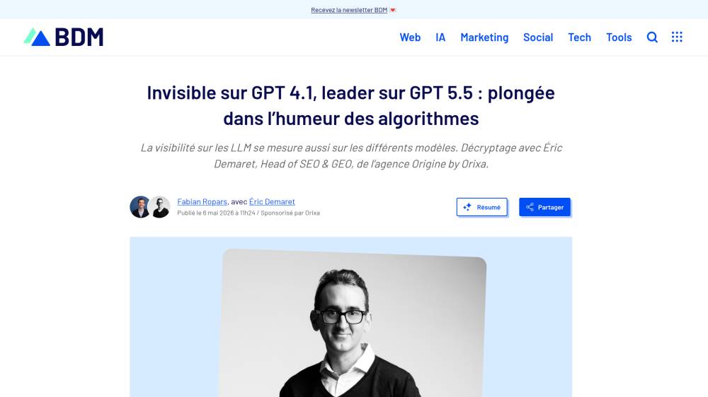 Invisible sur GPT-4.1 et leader sur GPT-5.5 sur Blogdumoderateur.com