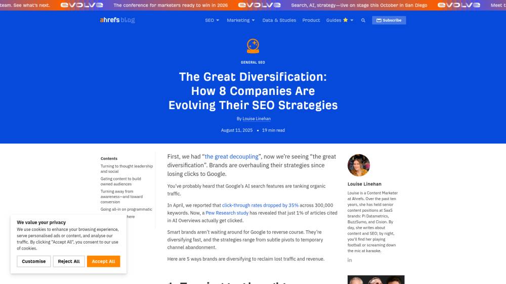 La Grande Diversification sur Ahrefs.com