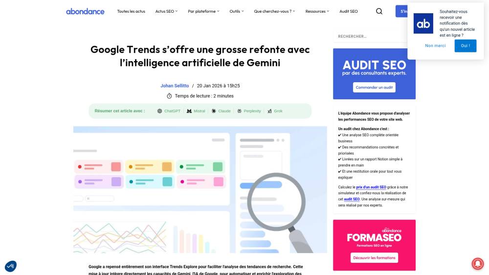 Google Trends se refait une santé… avec Gemini sur Abondance.com