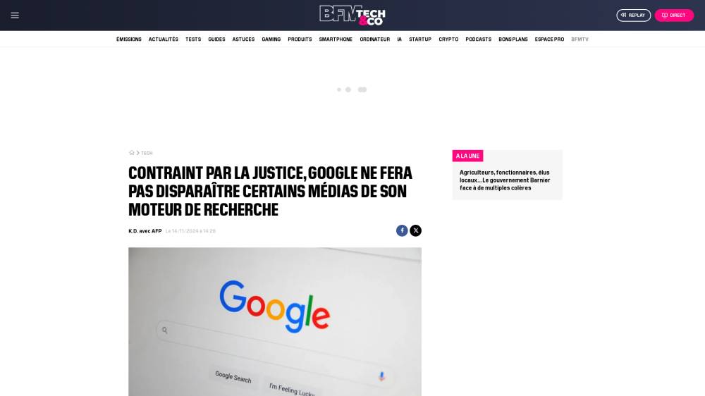 La presse et Google, épisode 875 sur Bfmtv.com