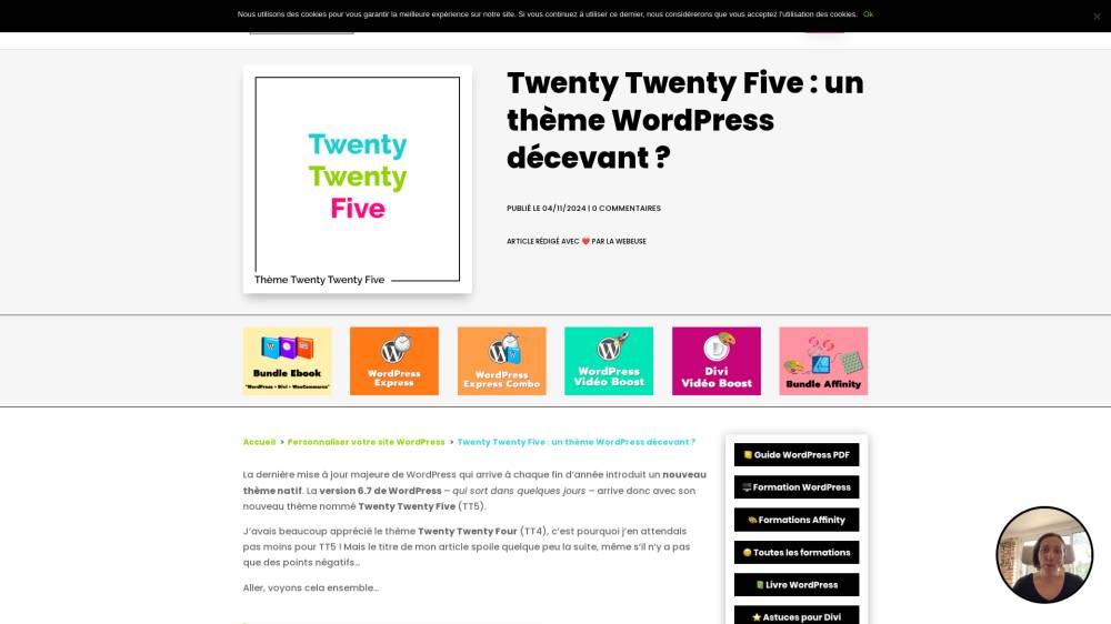 Thème Wordpress 2025 sur La-webeuse.com