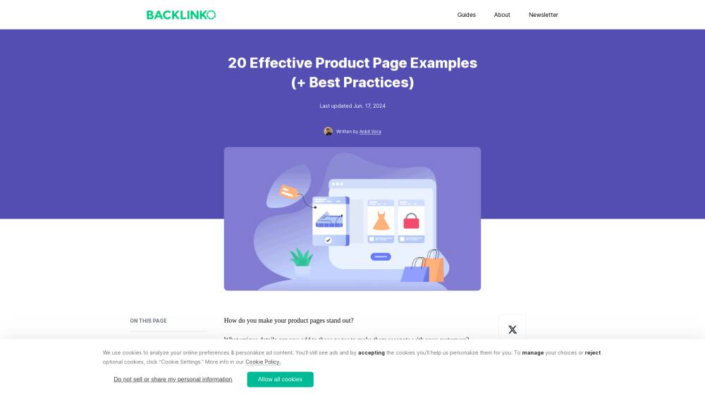 20 pages produit audacieuses sur Backlinko.com