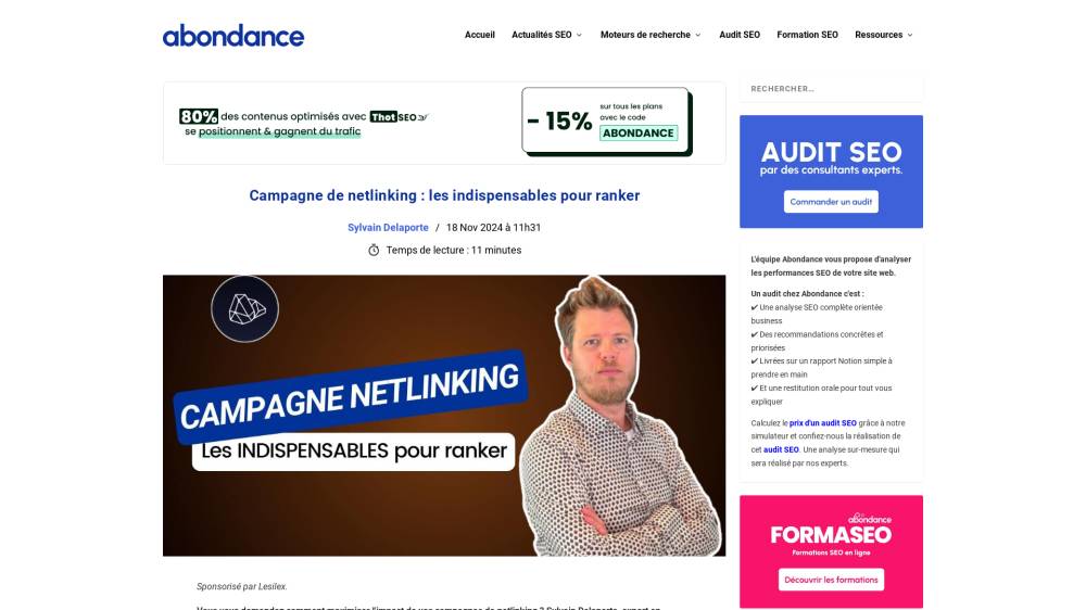 Campagne de netlinking : les indispensables pour ranker sur Abondance.com