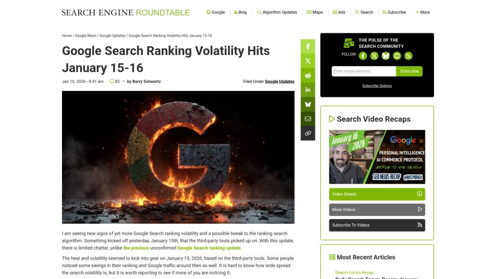 Nouvelle vague de volatilité Google sur Seroundtable.com