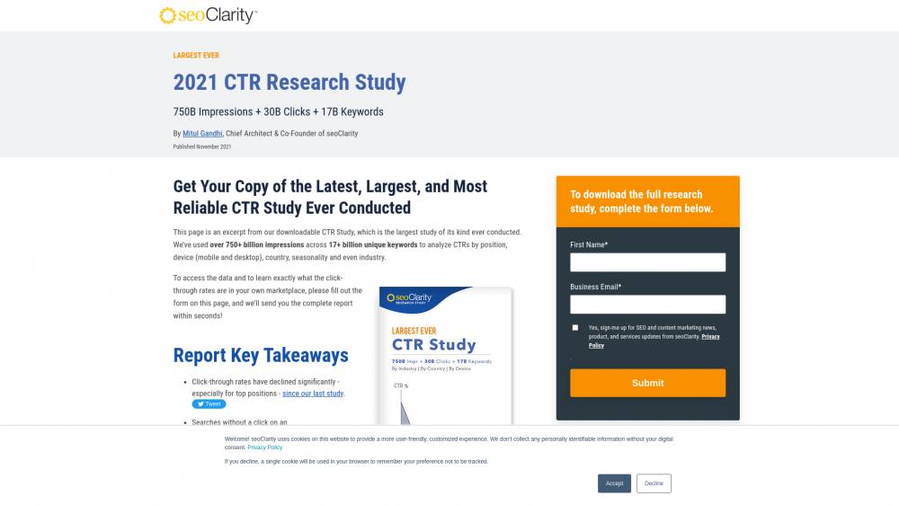 SeoClarity a publié une étude énorme sur les CTR des SERPs sur Seoclarity.net
