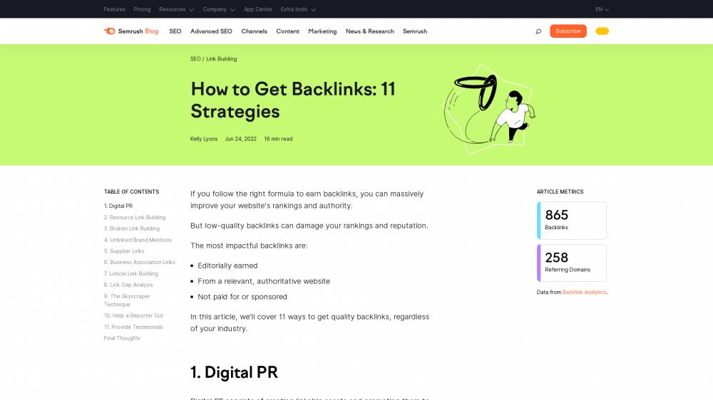 11 techniques pour trouver des backlinks sur Semrush.com