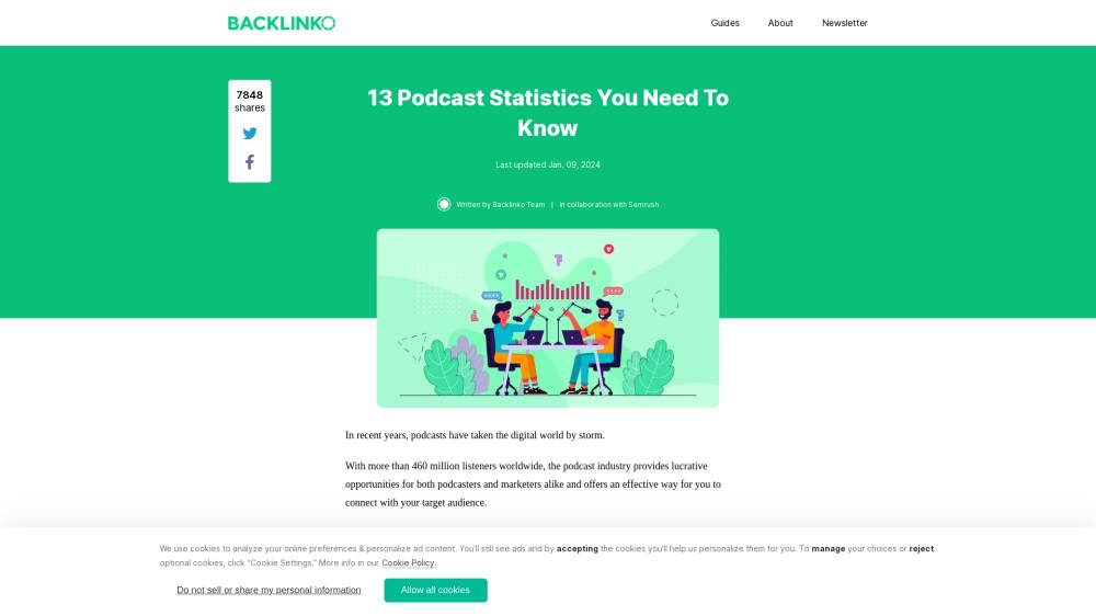 Statistiques sur les Podcasts sur Backlinko.com