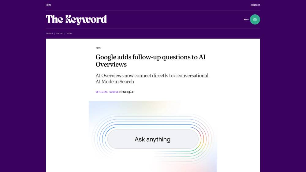 Les AI Overviews deviennent "conversationnelles" sur Thekeyword.co