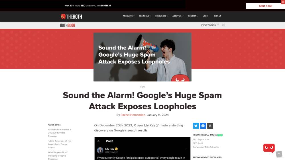 Google Spam Attack sur Thehoth.com