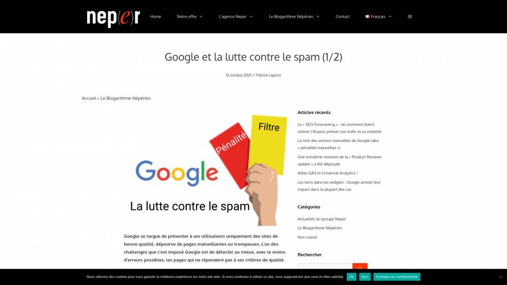 L'agence Neper revient sur la lutte contre le spam chez Google sur Neper.fr