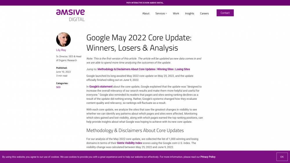 Analyse du Core Update de mai 2022 sur AmsiveDigital.com