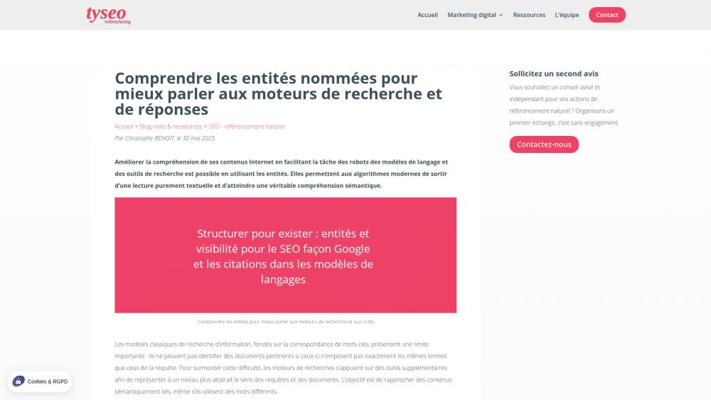 Entités nommées, SEO et LLMs sur Tyseo.net