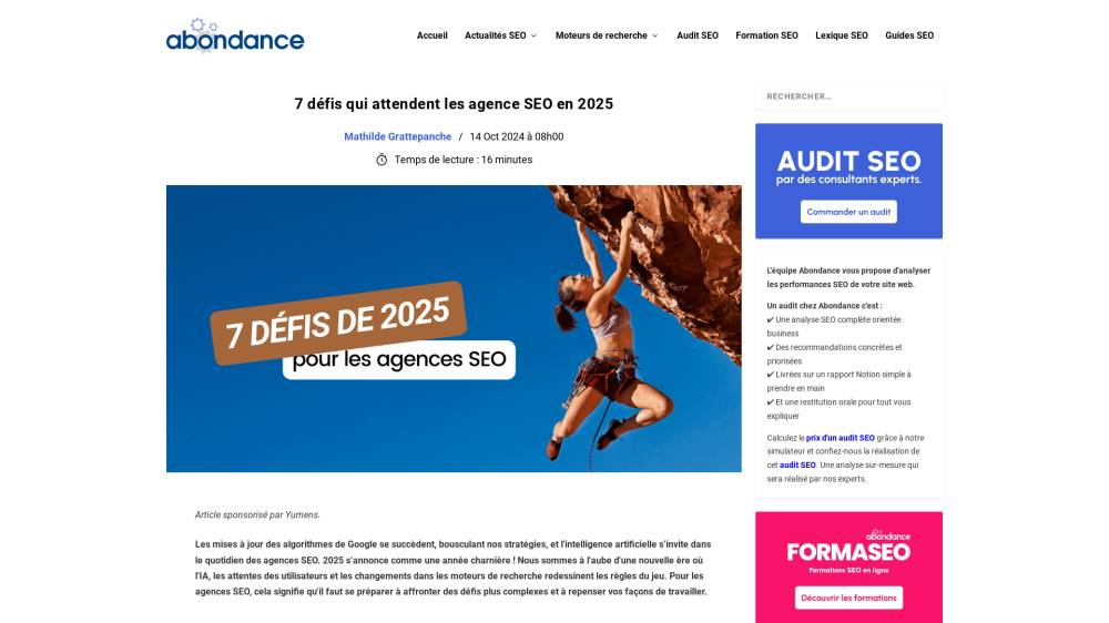 Les défis SEO pour 2025 sur Abondance.com