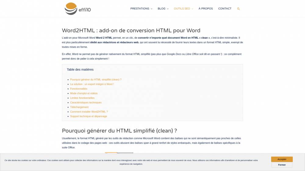 Cédric Girard a sorti une extension Word qui permet de nettoyer le HTML exporté, pour pouvoir l'utiliser directement dans votre CMS préféré sur Effi10.com
