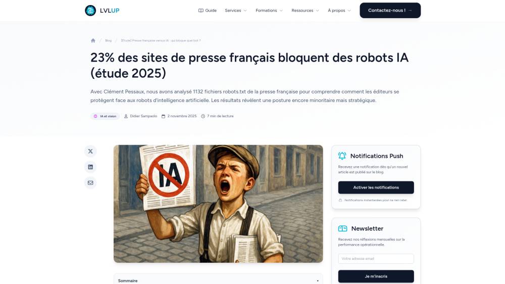 Nouvelle guerre entre la presse et l'IA ? sur LVLUP.fr