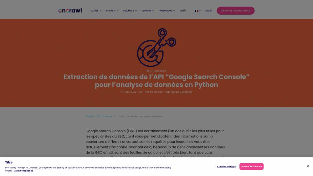 Consommer l'API Search Console en Python sur OnCrawl.com