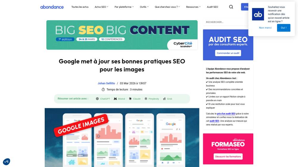 Google clarifie enfin comment il choisit vos vignettes (Search + Discover) sur Abondance.com