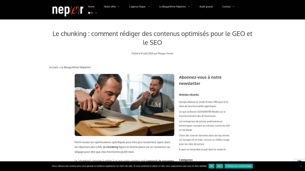 Le chunking : optimiser pour les LLM sur Neper.fr