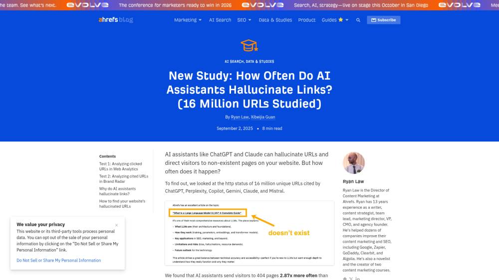Les IA hallucinent des URLs sur Ahrefs.com