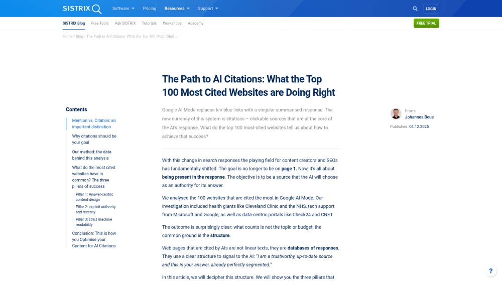 IA : ce que les cités font bien sur Sistrix.com