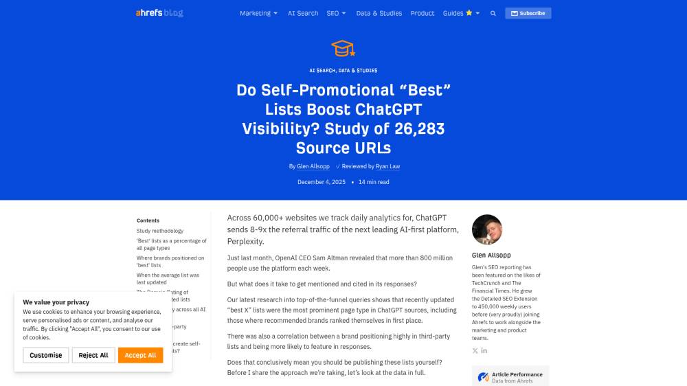 Les X meilleurs : ça marche ? sur Ahrefs.com