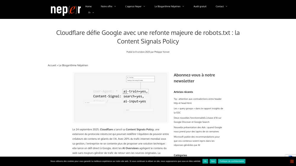 Cloudflare défie Google sur Neper.fr