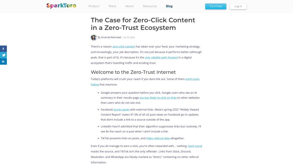 Zéro click, mais surtout zéro confiance sur Sparktoro.com